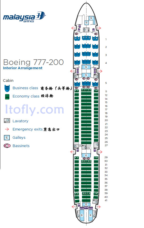 马航MH370航班客舱布局